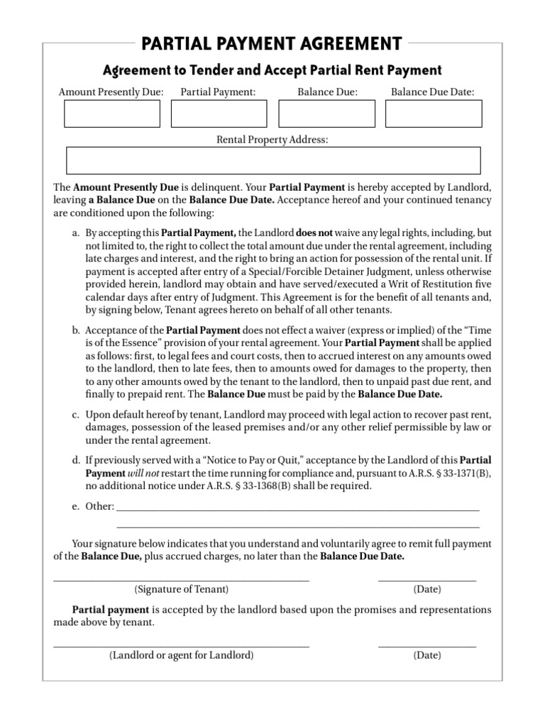 can you be evicted if landlord accepts partial payment illustration