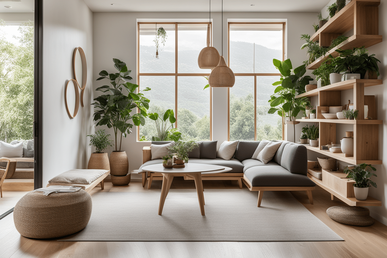 Japandi home decor style guide illustration