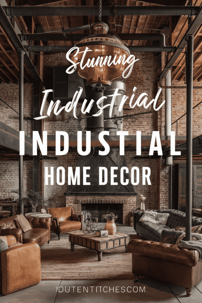 industrial style home office decor illustration
