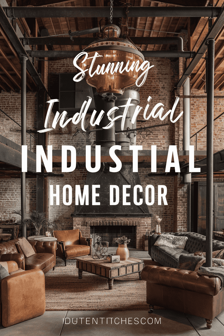 industrial style home office decor illustration