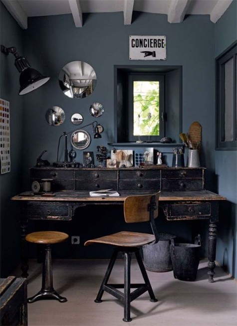 industrial style home office decor example